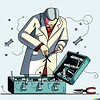 DALL·E 2022-10-20 20.03.37 - colorful illustration of a scientist replacing parts of a toolbox