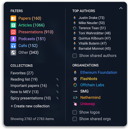 Collections now accessible via the Filters menu