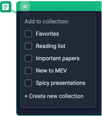 Adding a node to a collection via the new drop-down menu