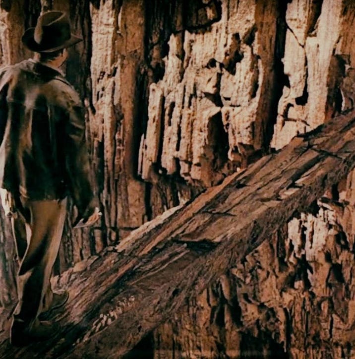 Indiana Jones about to take a leap of faith Indiana Jones about to take a leap of faith